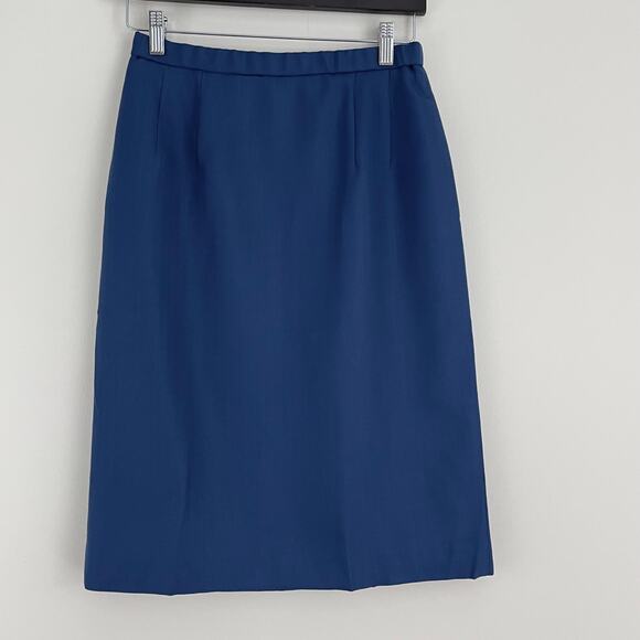 Pendleton Skirt Womens 8 Blue 100% Virgin Wool Fully Lined Straight USA Made VTG - Picture 1 of 11